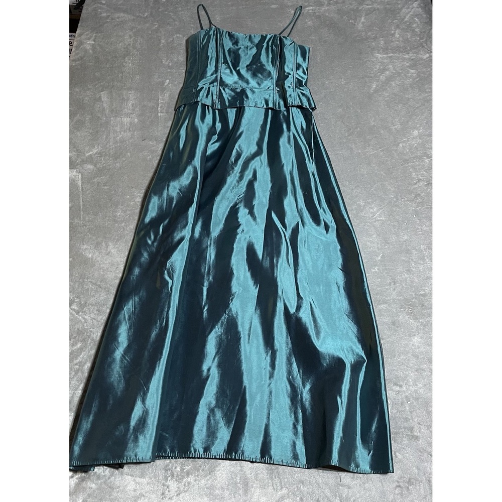 Vintage Night Way Collections Maxi Dress Womens 10 Teal Green Spaghetti Strap